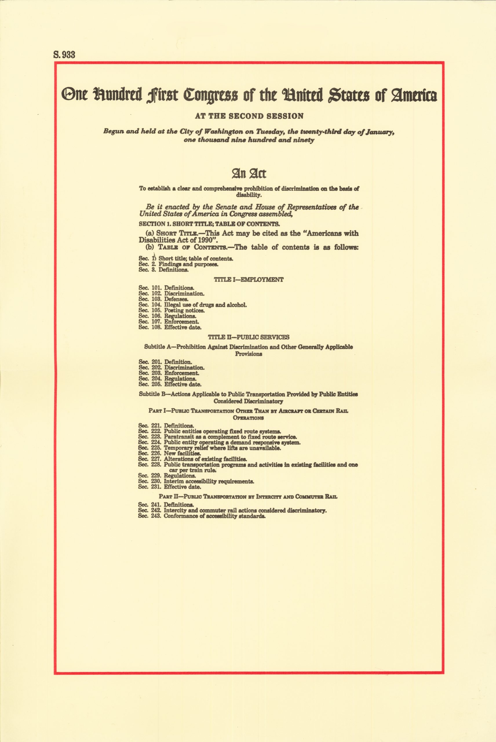 ADA Signed Act Page 1 Pieces Of History ada-signed-act-page-1-pieces-of-history