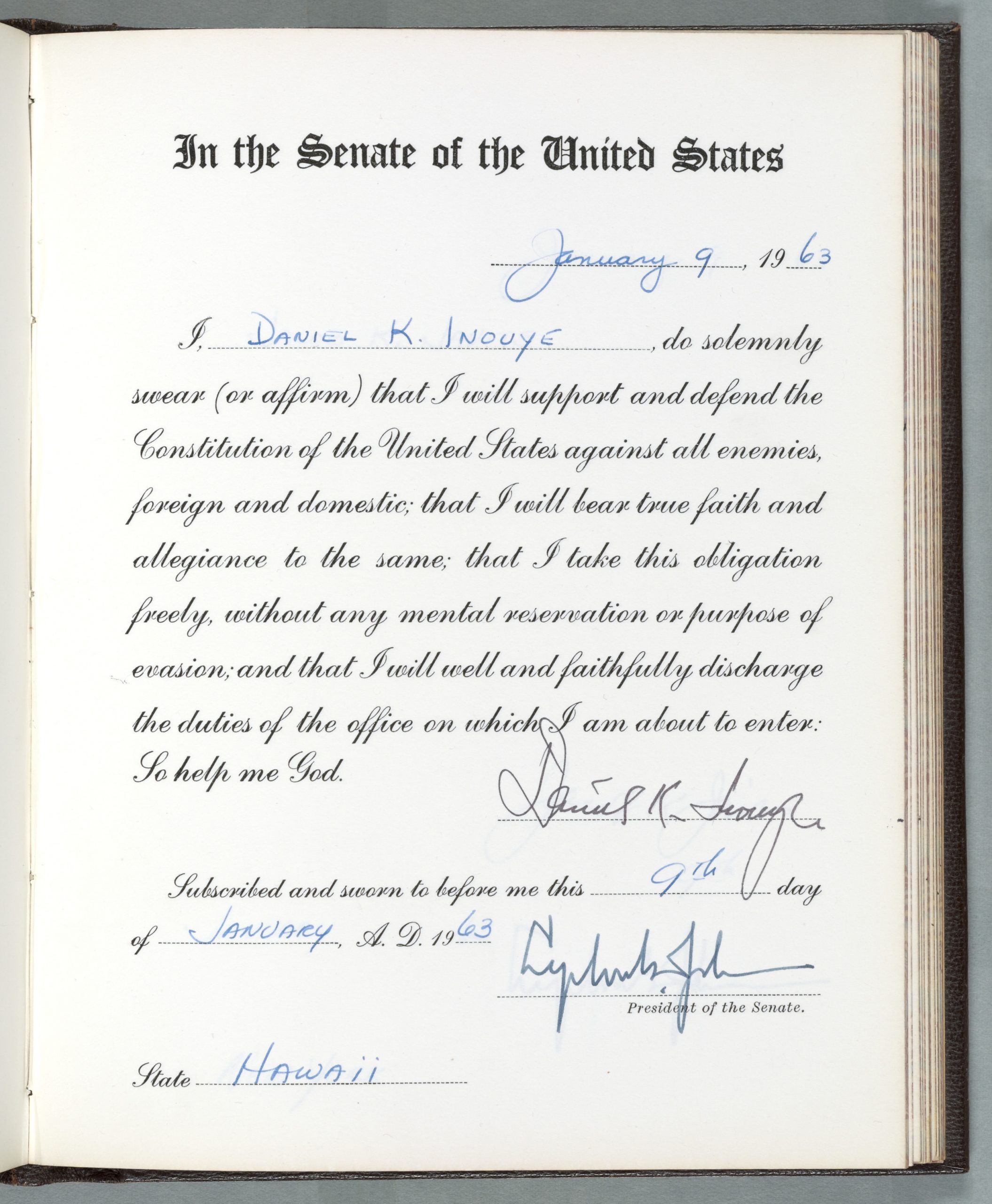 Inouye Oath Of Office Pieces Of History